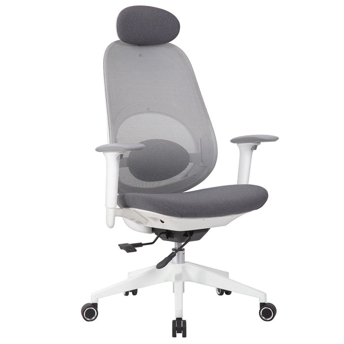 High Back Swivel Desk Chair With Height Adjustable Backrest, 3 Tilt Lock & Rotatable Headrest - Milk White Home Essentials