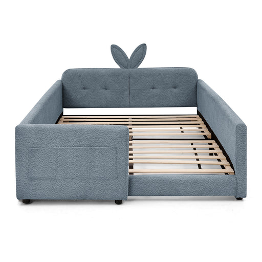 Cute Rabbit Ear Upholstered Platform Bed Frame With Safety Rail Home Essentials