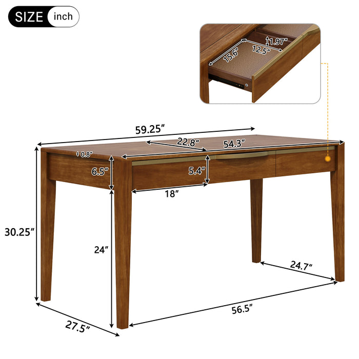 Modern Home Office Desk With Drawers Noble House