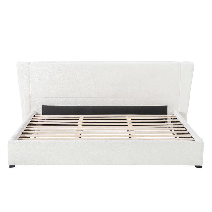 Upholstered Wingback Platform Bed Frame, No Box Spring Needed Noble House