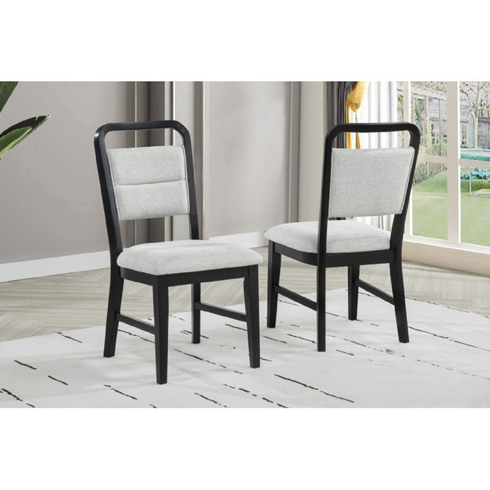 Dining Set With Round Table And 4 Upholstered Chairs - Black / Gray Home Essentials