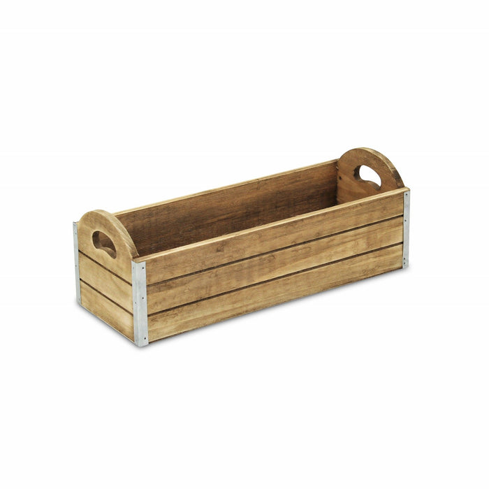 Rectangular Wooden Box Planter - Dark Brown