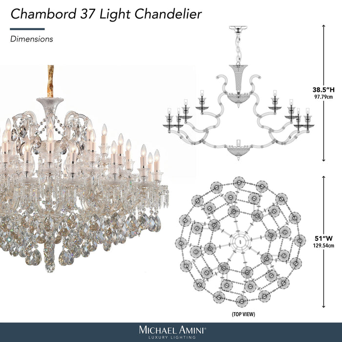 Michael Amini Lighting - Chambord 37-Light Traditional Crystal Chandelier - Clear Michael Amini
