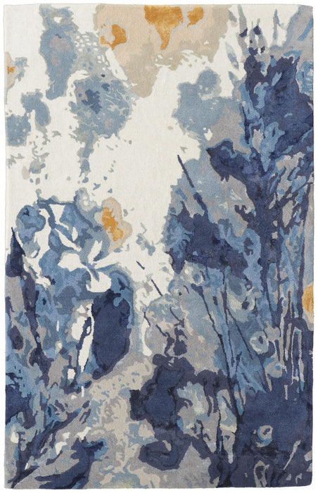 8' x 10' Wool Floral Hand Tufted Area Rug - Blue