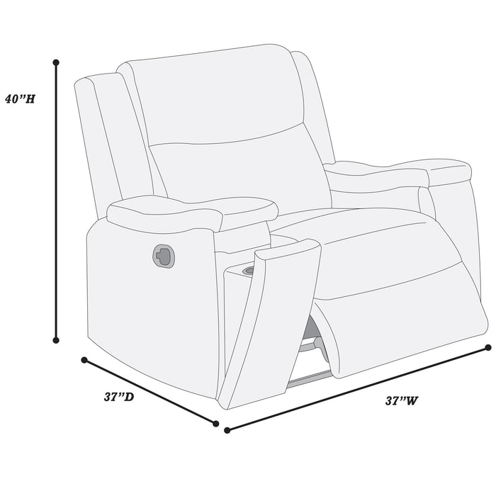 1 Piece Manual Recliner With Padded Seat And Backrest, Square Arms For Living Room - Walnut Home Essentials