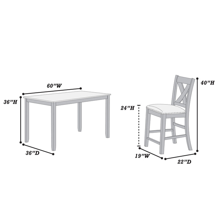 7 Piece Dining Room Furniture, Counter Height Table And 6 Chairs Set - Gray Home Essentials