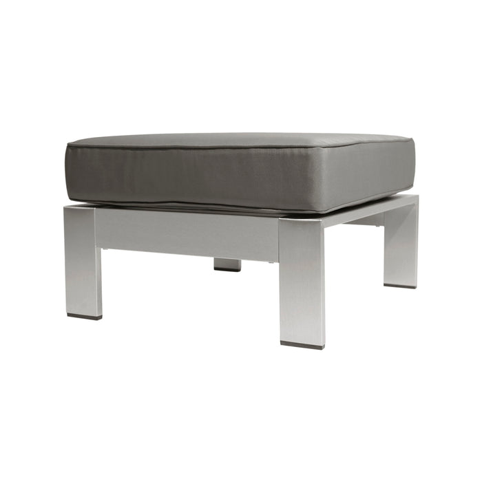 Outdoor Aluminum Ottoman With Cushion - Gray