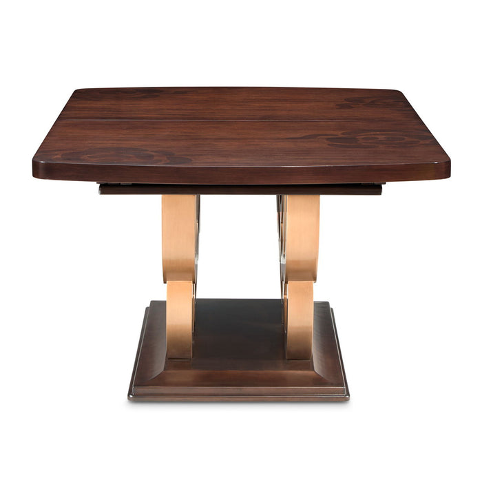 Camellia Field - Rectangular Pedestal Dining Table - Warm Pecan