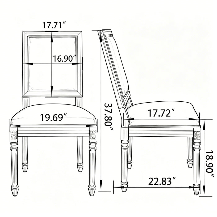 Dining Chairs With Square Back (Set of 2) Home Essentials