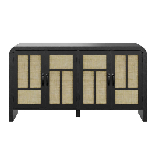 Sideboard Buffet Cabinet With 4 Doors & Adjustable Shelves - Black Home Essentials