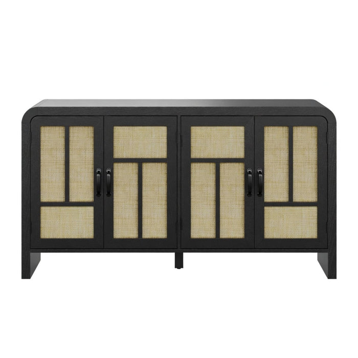 Sideboard Buffet Cabinet With 4 Doors & Adjustable Shelves - Black Home Essentials