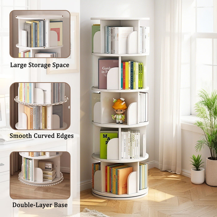 5 Tier Rotating Bookshelf, Spinning Design Home Essentials