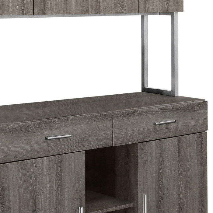 Silver Particle Board Hollow Core Metal Office Cabinet - Dark Taupe