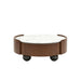 Round Coffee Table With Ball Feet, Dual Storage Drawers For Living Room - Walnut Brown Home Essentials