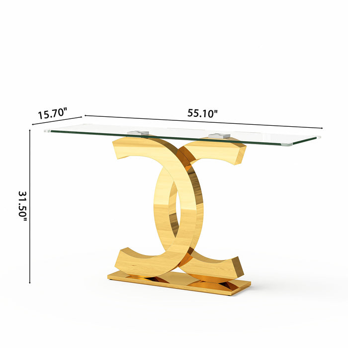 Dual C - Shaped Console Table Home Essentials