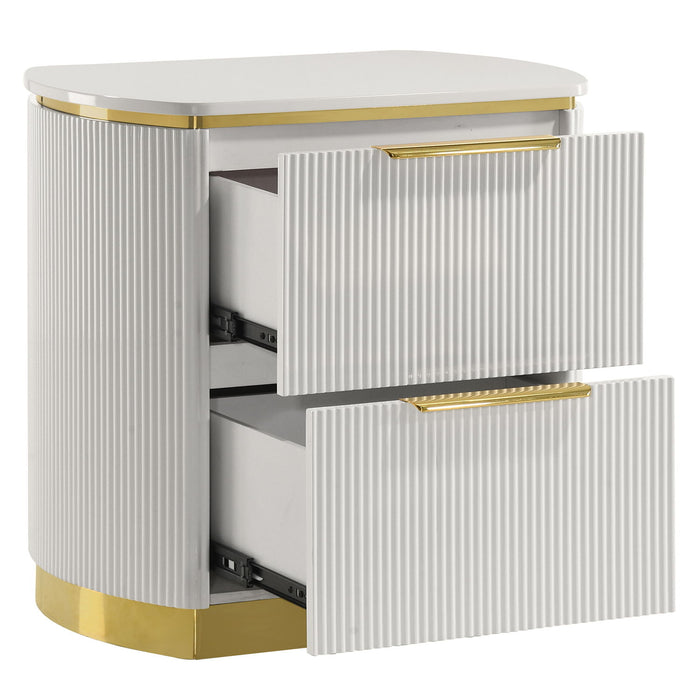Giovanni - 2 Drawer Nightstand - White Matrix Furniture Group