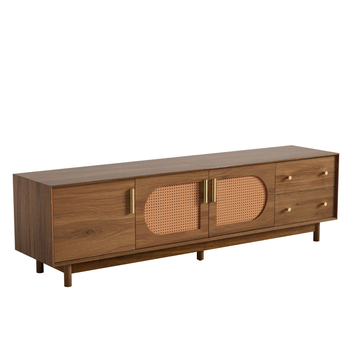70" TV Stand With Beveled Edge Design - Brown Hearth and Haven