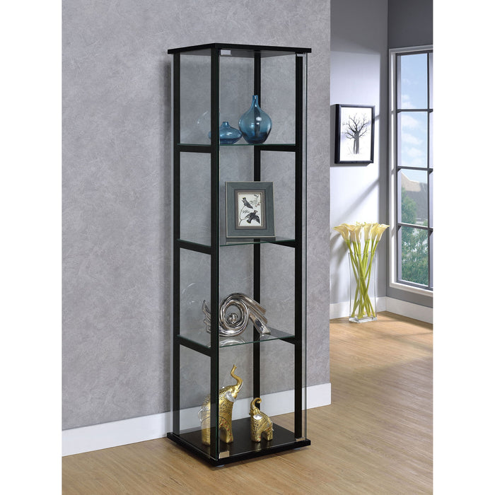 Serena - 4 Shelf Curio Cabinet - Black Furniture Max