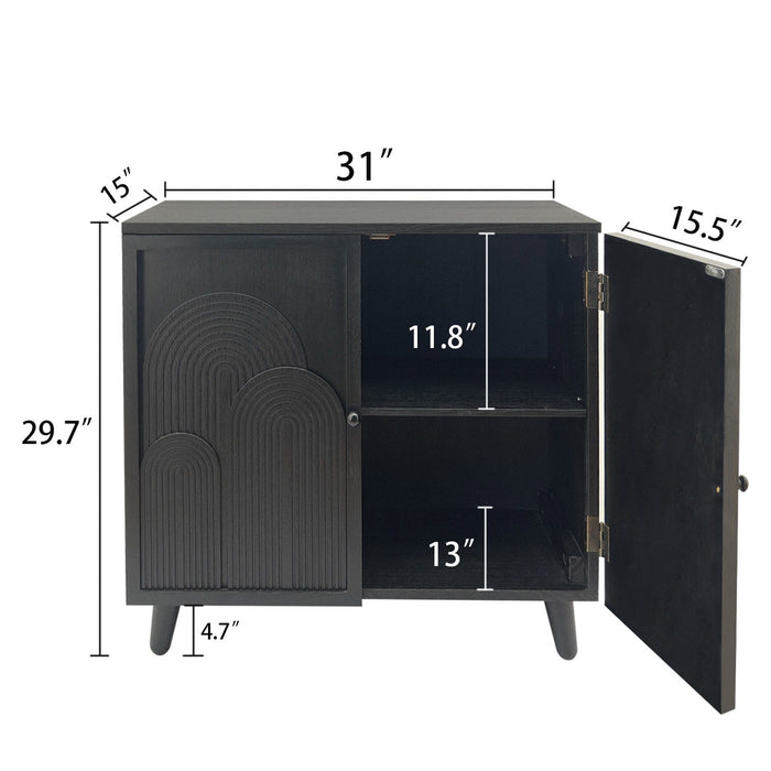 2 Door Accent Cabinet Storage Cabinet With Adjustable Shelf - Black Home Essentials