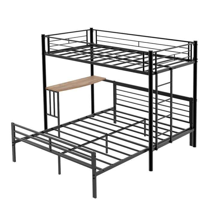 Bunk Bed With Built In Desk & Guardrail Frame Home Essentials