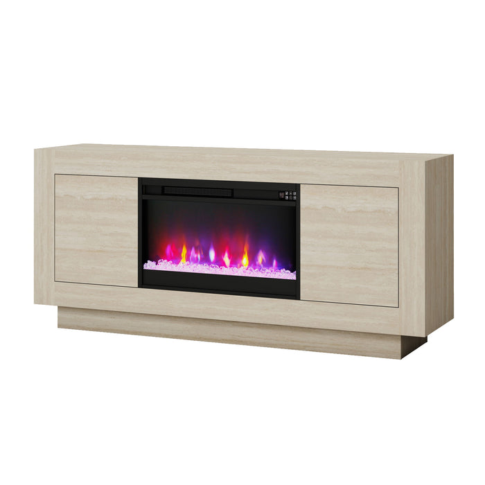 Fireplace TV Stand - Beige Home Essentials