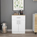 Pantry Organizer Cabinet One Drawer, Two Interior Shelves, Two Doors - White / Light Oak Home Essentials
