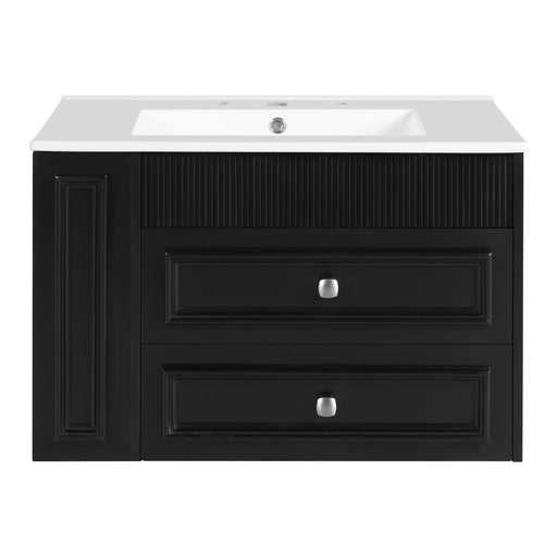 Wall Mounted Bathroom Vanity With 2 Drawers, Sink, Floating Storage Unit Hearth and Haven