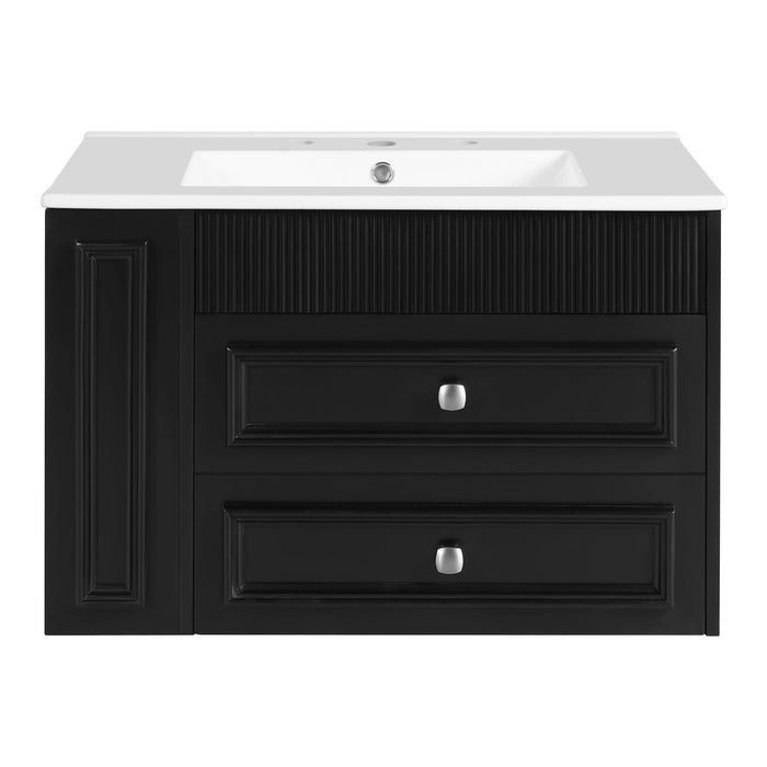 Wall Mounted Bathroom Vanity With 2 Drawers, Sink, Floating Storage Unit