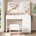 Vanity With LED Mirror And Storage Drawers For Bedrooms - Cream White Home Essentials
