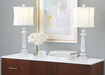 Karat - Contemporary Crystal Table Lamp (Set of 2) - Clear Crystal / Chrome / White Softback Lumi Source