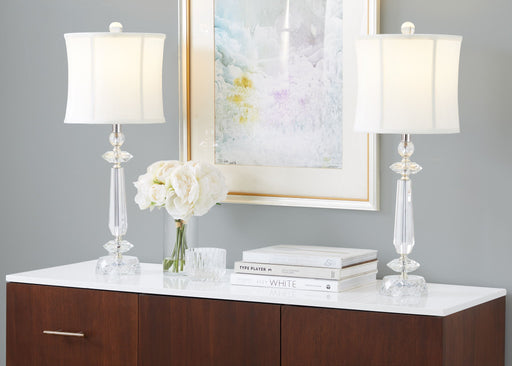 Karat - Contemporary Crystal Table Lamp (Set of 2) - Clear Crystal / Chrome / White Softback Lumi Source