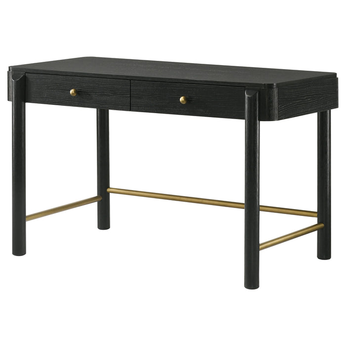 Anser - 2 Drawer Vanity Desk Makeup Table Rounded Design - Black Furniture Max