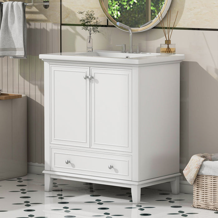 30" Bathroom Vanity With Sink Combo Undermount Sink, Cabinet With Doors And Drawer - White Hearth and Haven