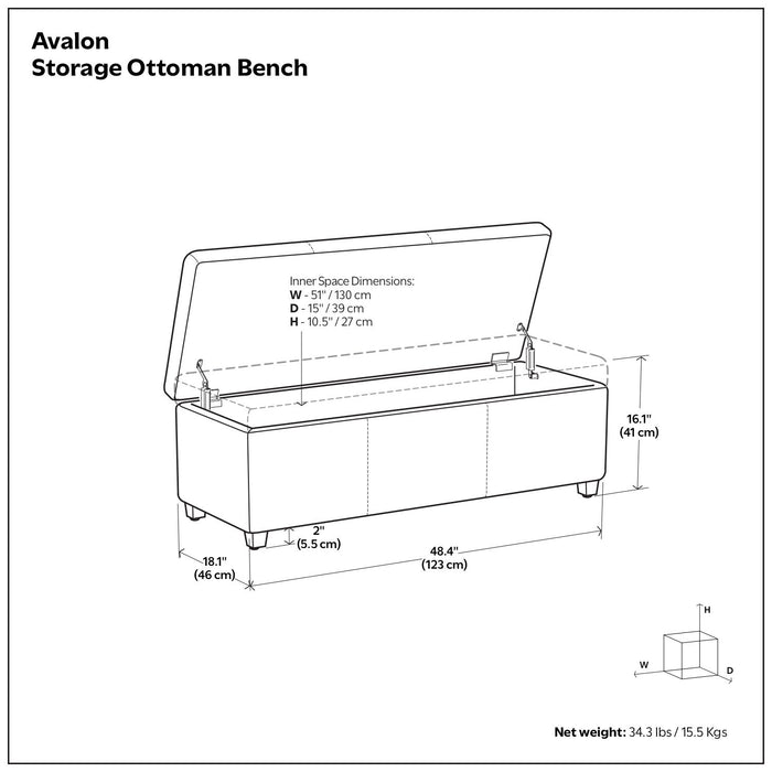 Avalon - Contemporary Storage Ottoman Bench Simpli-Home