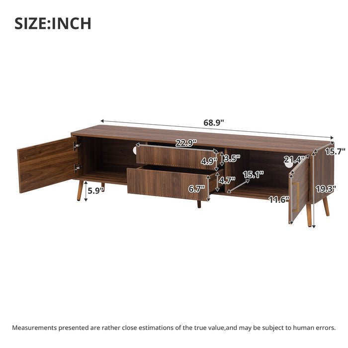 TV Stand With 2 Drawers, Media Console Table - Walnut Hearth and Haven