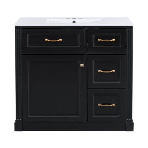 Modern Bathroom Vanity With Sink, 4 Drawers, Soft-Close Door, Adjustable Shelf Hearth and Haven