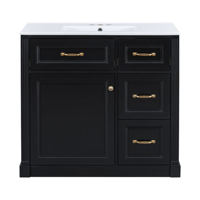 Modern Bathroom Vanity With Sink, 4 Drawers, Soft-Close Door, Adjustable Shelf Hearth and Haven