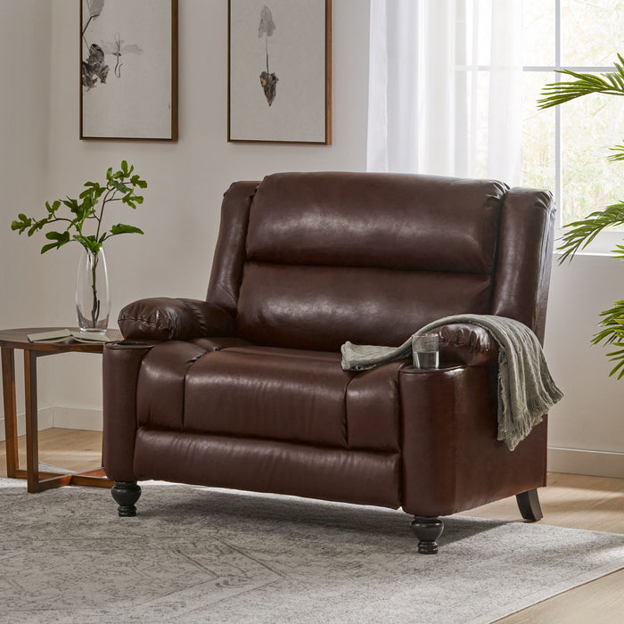 Tufted Design Wide Manual Recliner Chair Noble House