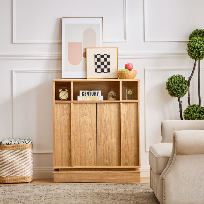 Fluted Sideboard Buffet Cabinet With 2 Doors And Adjustable Shelf, Storage Cabinet For Entryway Home Essentials