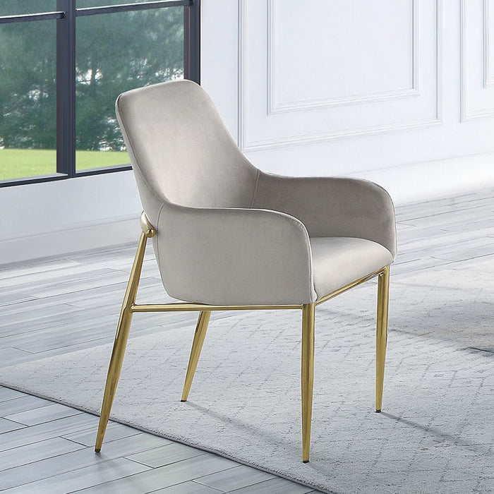Barnard - Side Chair Set of 2) - Gray Velvet & Mirrored Gold