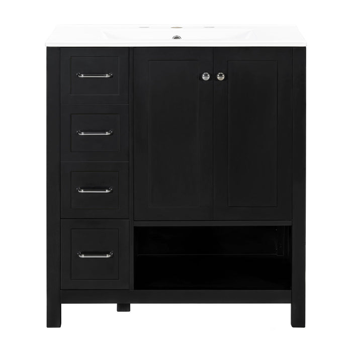 Bathroom Vanity With Sink Top, Bathroom Vanity Cabinet With 2 Doors And 2 Drawers, Open Shelf Hearth and Haven