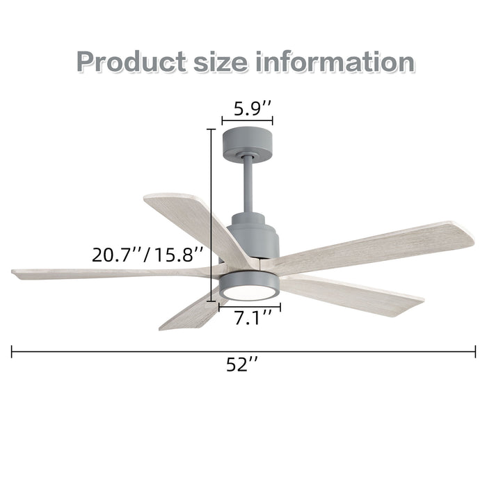 52" Ceiling Fan With Dimmable LED Light And 6 Speed Remote Control - Cement Gray Daily Nest