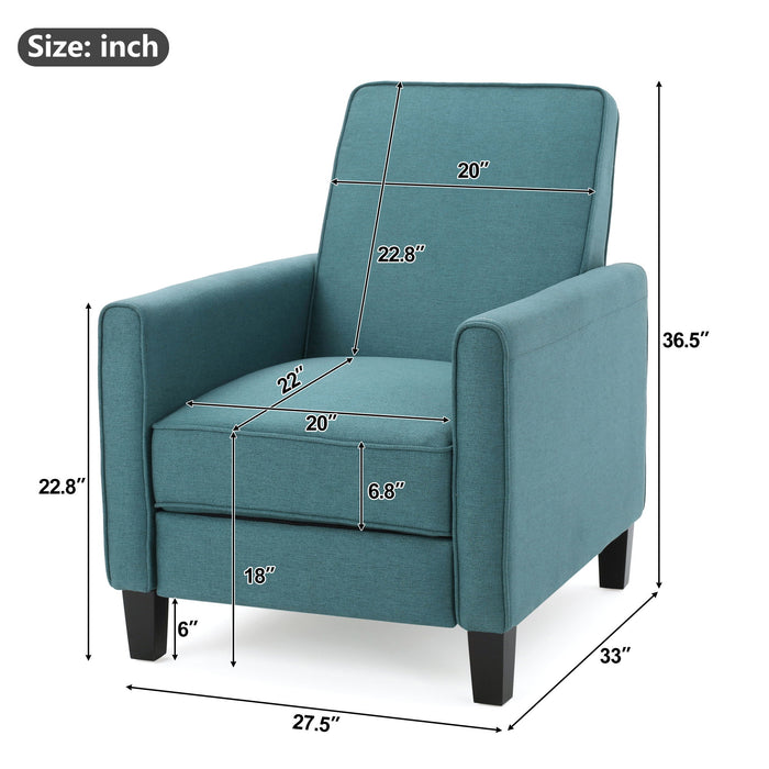 Upholstered Push Back Recliner Chair For Living Room Noble House