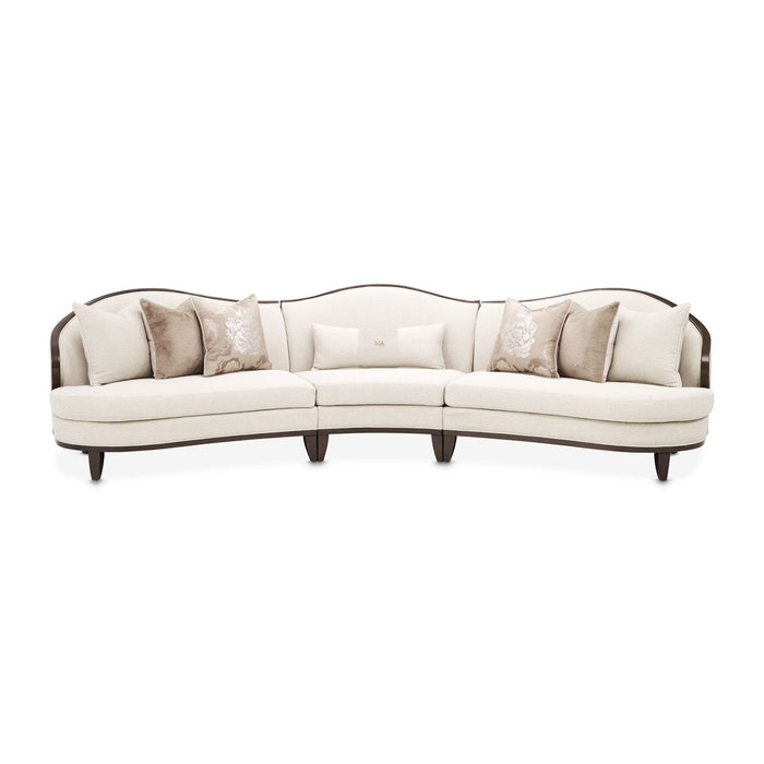 Camellia Field - 3-Piece Chenille Sofa - Linen / Warm Pecan