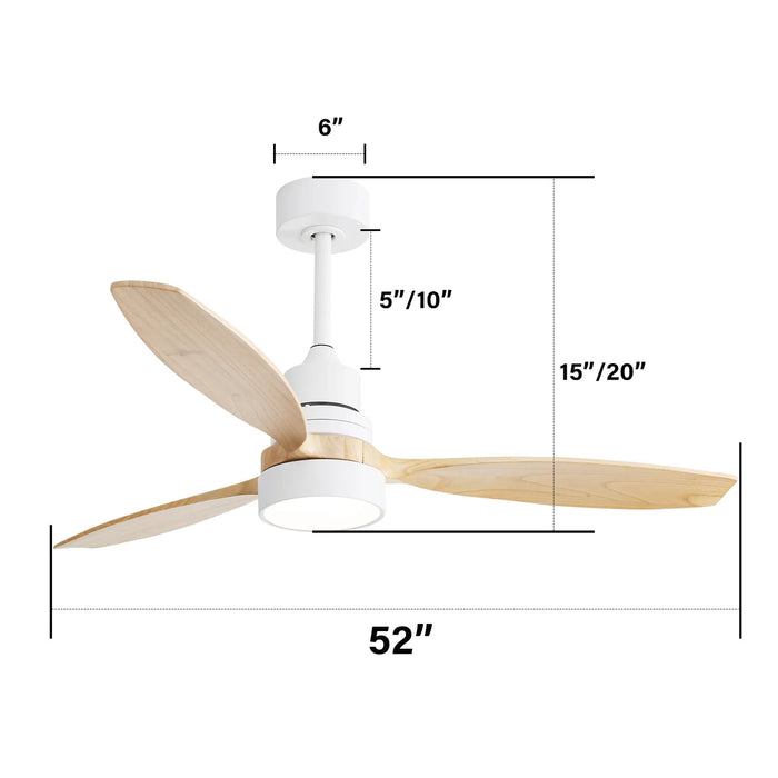 52" Integrated LED Ceiling Fan With Remote Control And Blades For Living Room Daily Nest