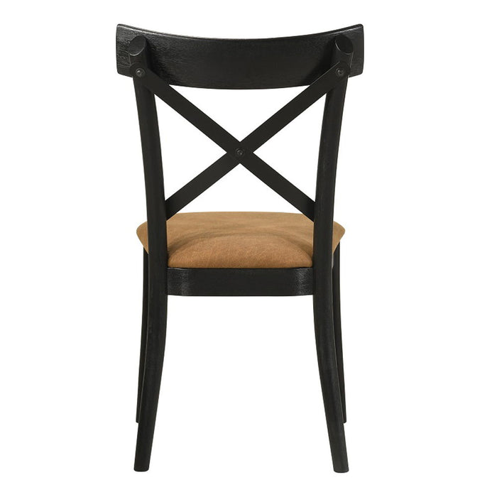 Hillary - Side Chair (Set of 2) - Brown Leather Aire, Walnut & Black ACME