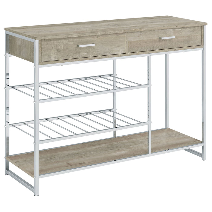 Ethel - 2 Drawer Home Bar Storage With Wine Rack - Oak Furniture Max