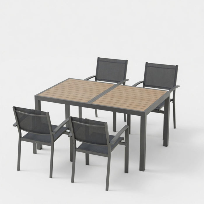 5 Piece Patio Dining Set With Table And Chairs For Outdoor Use - Gray Home Essentials
