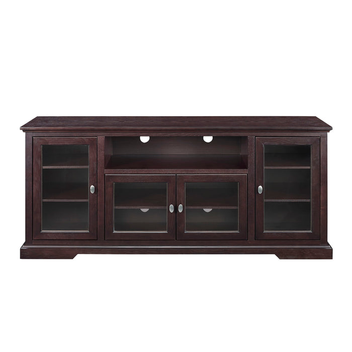 Transitional Classic 70" TV Stand For 80" TVs With 4 Glass Doors