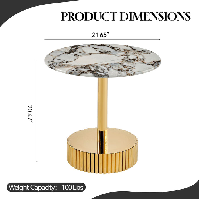 End Table For Living Rooms - Gold / White Home Essentials